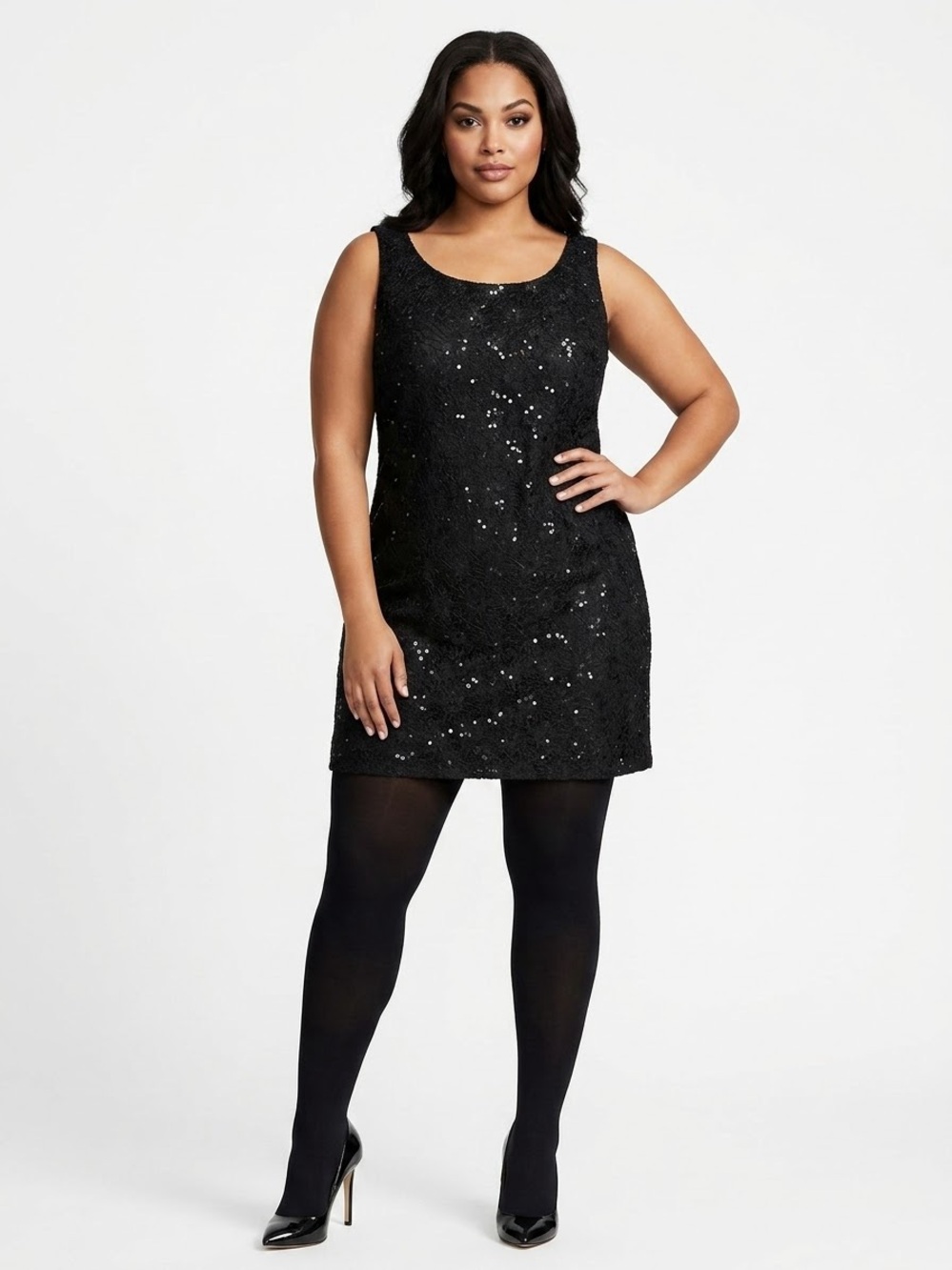 LanTing Bride Black Sequin Lace Tunic